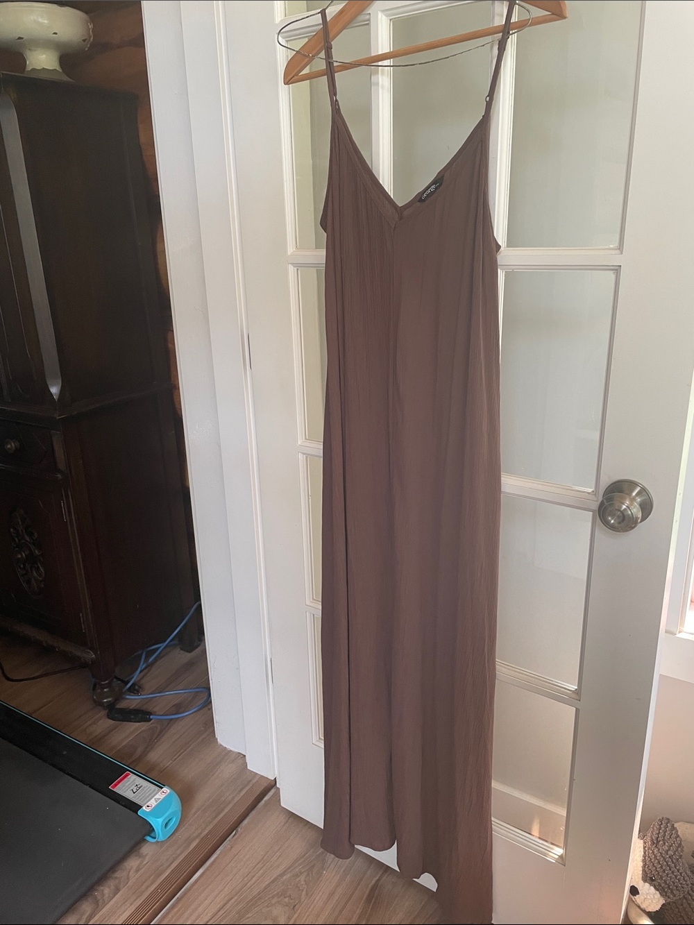 George Brown Maxi Slip Dress with Spaghetti Straps